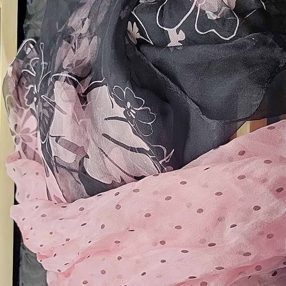 Exquisite Vintage Pink and Black Silk Retro Scarf Headcover - Picture 4 of 5